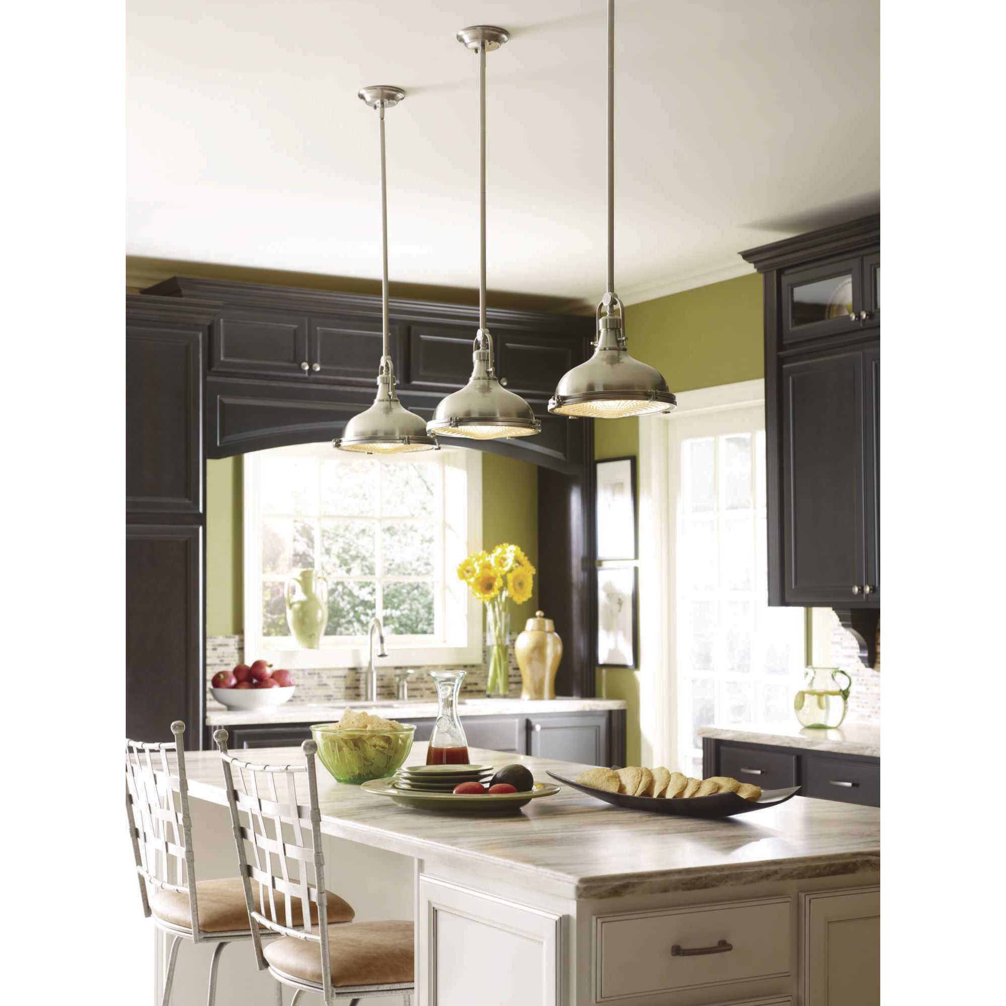 Fresnel Lens 1 Light 12.13 inch Brushed Nickel Pendant Ceiling Light in Standard Lamping